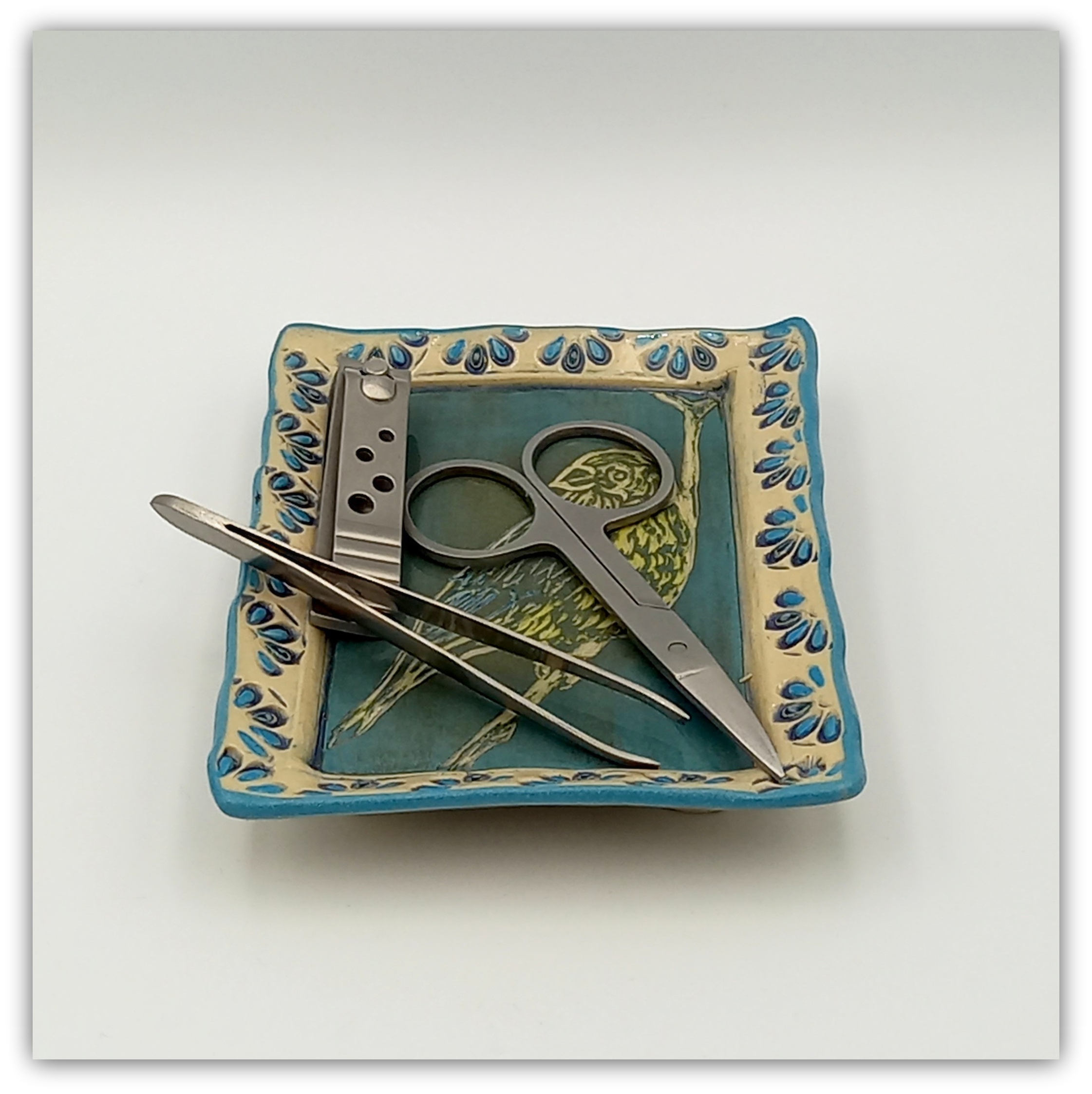 Soap dish "Sgraffito Bird" - Image 2